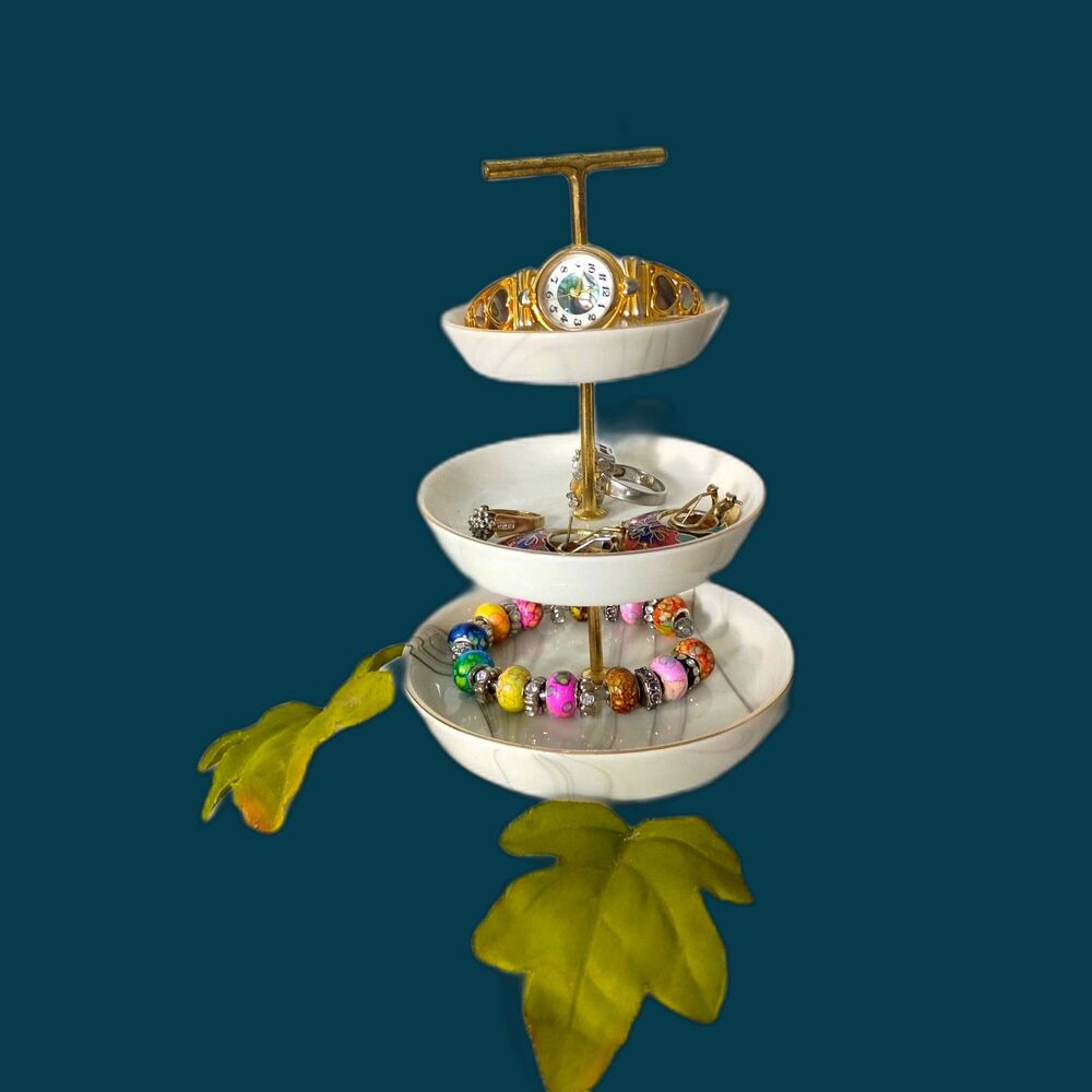 Modern Expressions 3-Tier Trinket Tray – Decorative Jewelry & Vanity Organizer